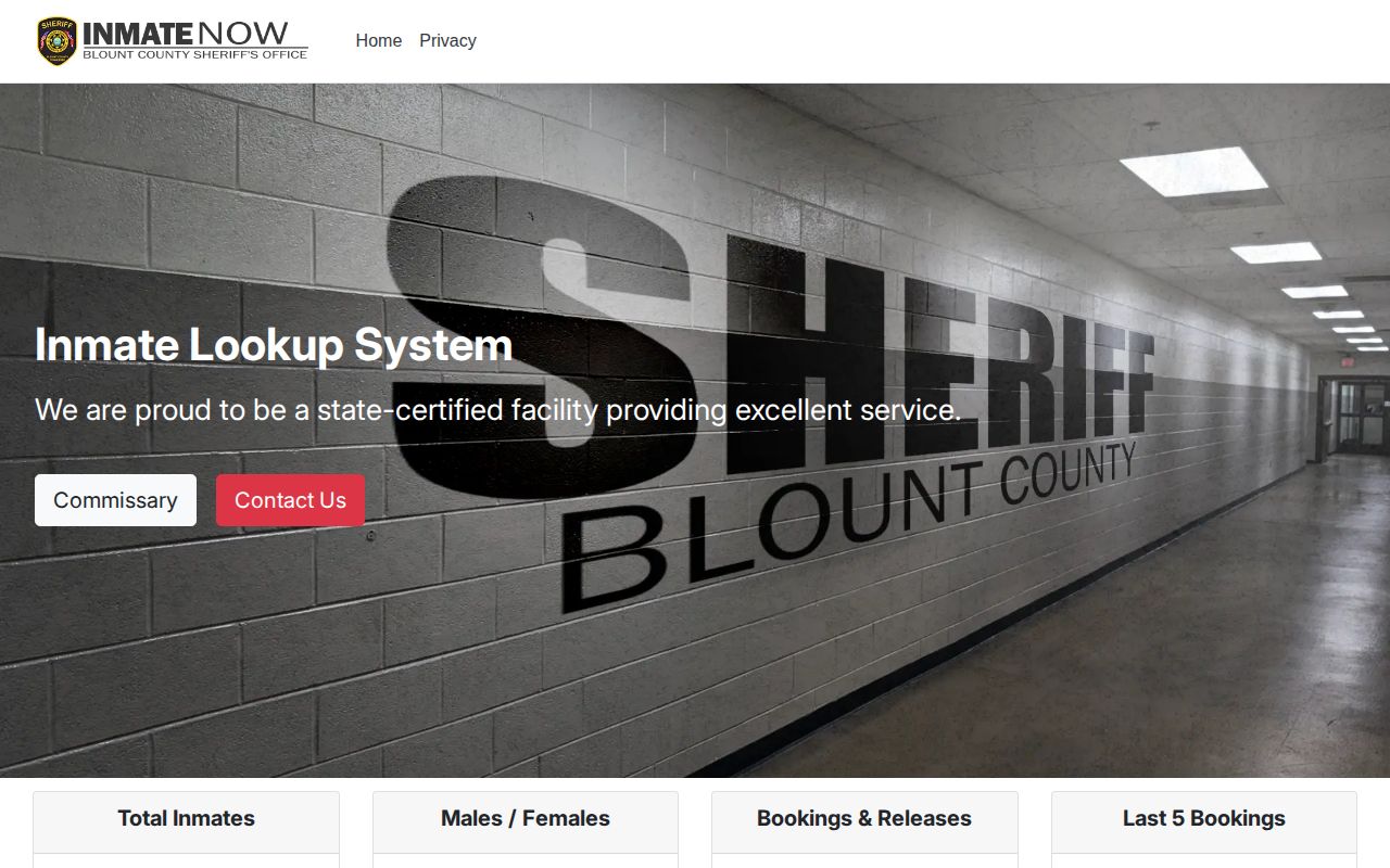 Blount County current inmate lookup for release verification