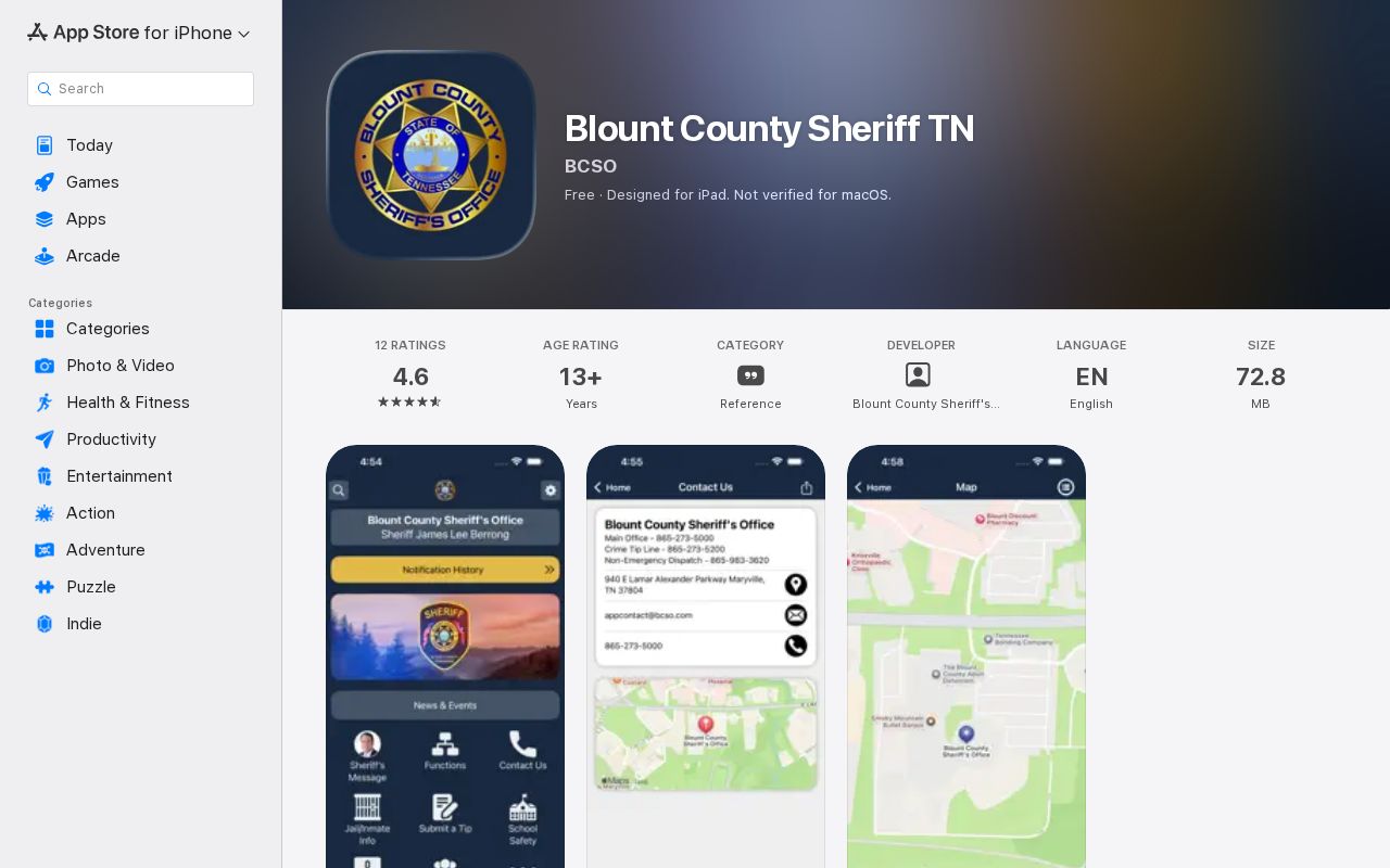 Blount County Sheriff TN app for inmate information and booking photos