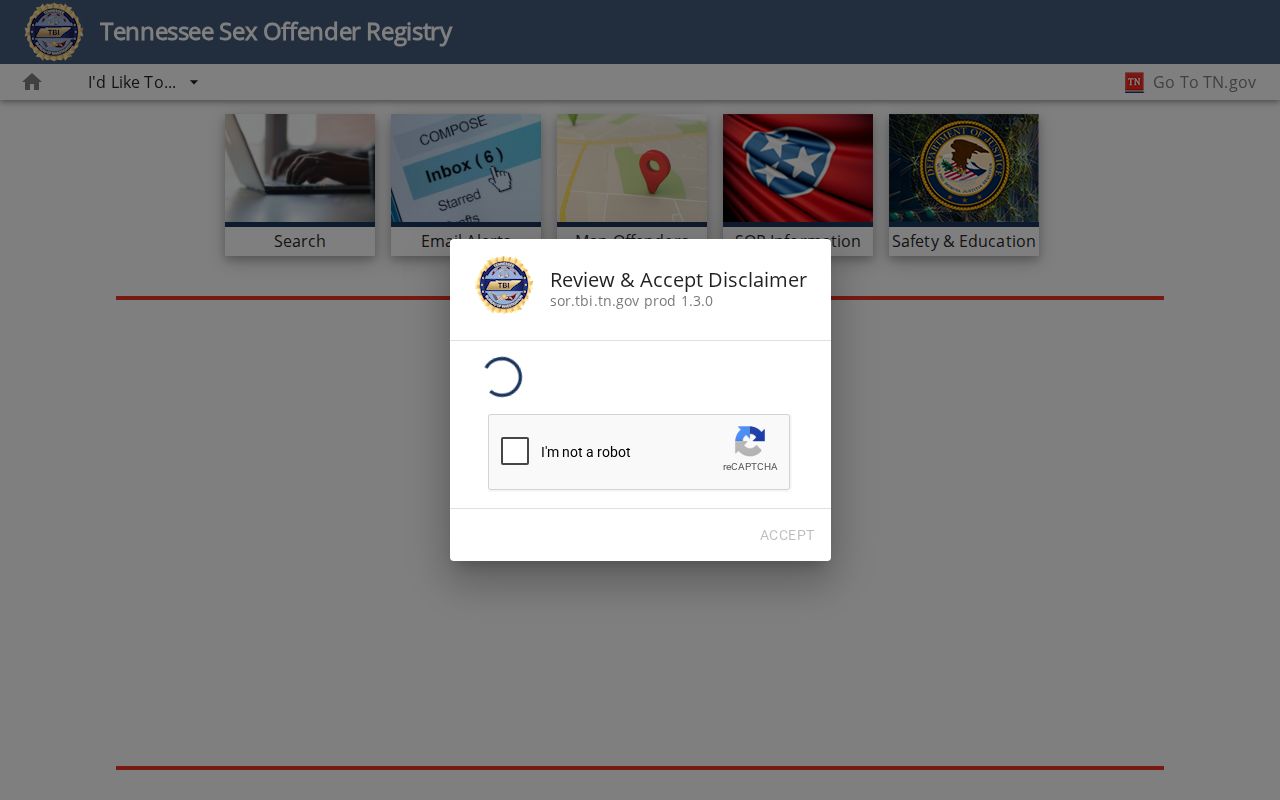 TBI registry search distinguished from a Blount County VINE inmate check